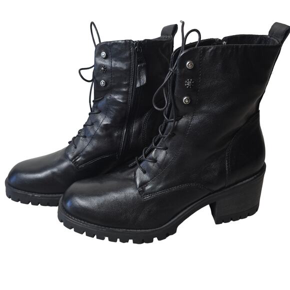 New - Miz Mooz Leather Lace-Up Boots - Marsh - Black - EU 42 US 9.5-10 - Picture 1 of 8